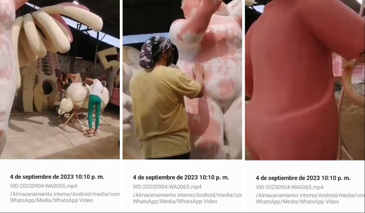 Estas son las imágenes que comprobarían el adelanto de las piezas artísticas de las carrozas.