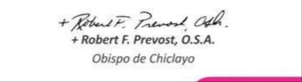 Esta es ka firma del nuevo Pontífie León XIV.