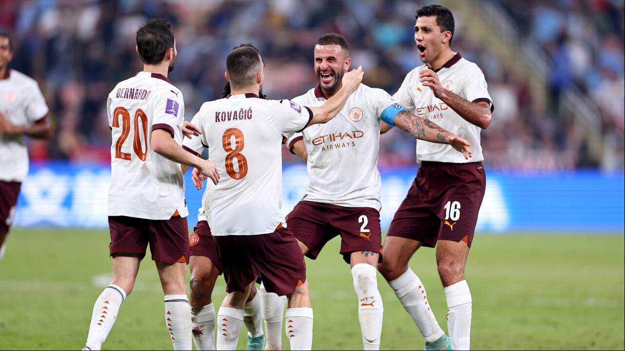 Manchester City celebrando uno de los goles con los que clasificó a la final del Mundial de Clubes 2023.