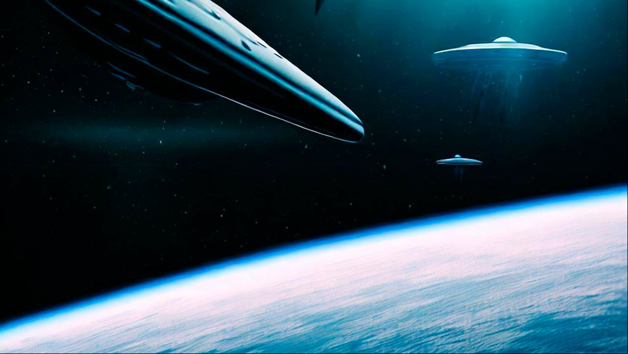 Ovnis moviéndose cerca a la Tierra.
