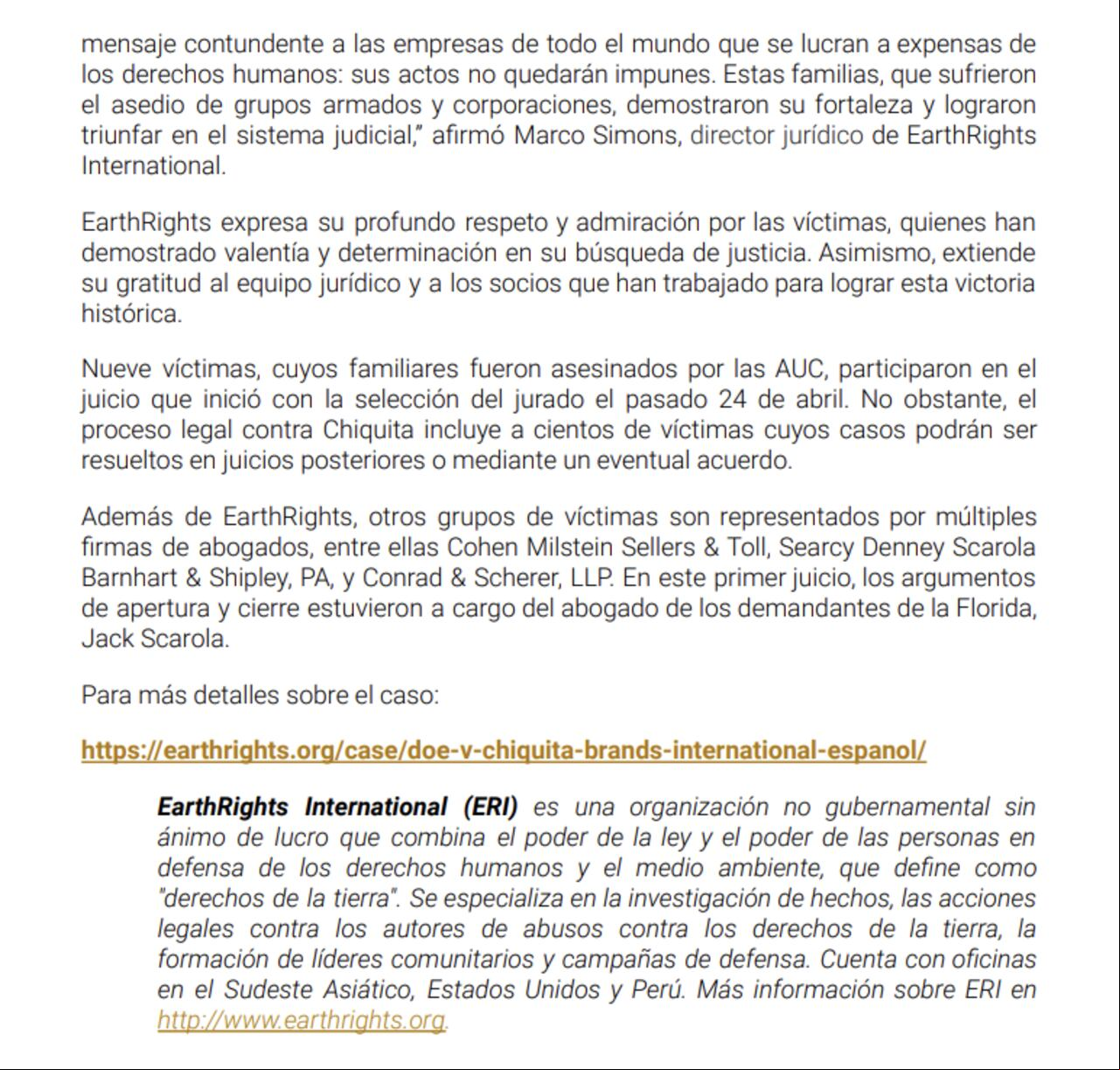 Segunda página del comunicado.