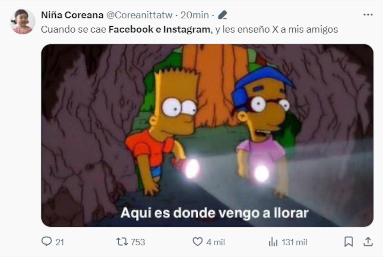 Memes sobre la caída de Facebook e Instagram se viralizan en X.