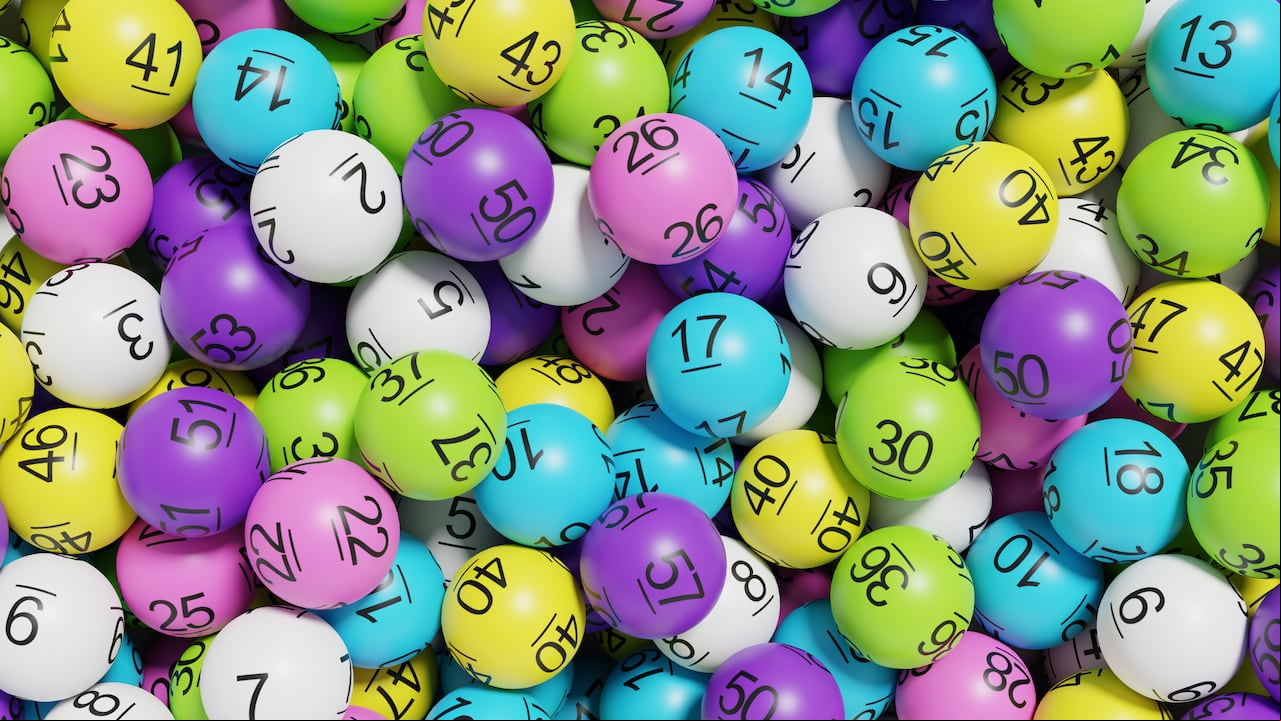 Assorted lottery balls filling the frame