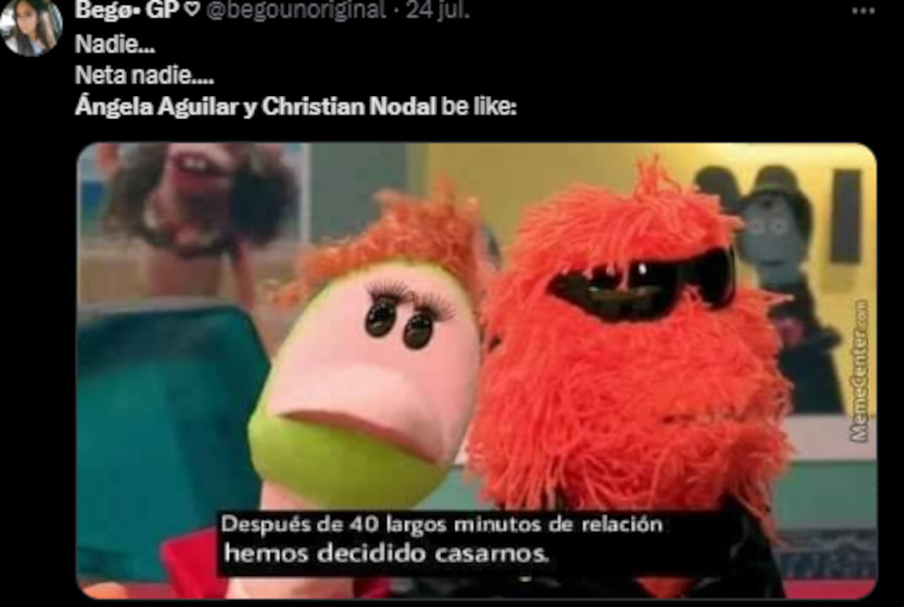 Los mejores memes de la boda entre Christian Nodal y Ángela Aguilar