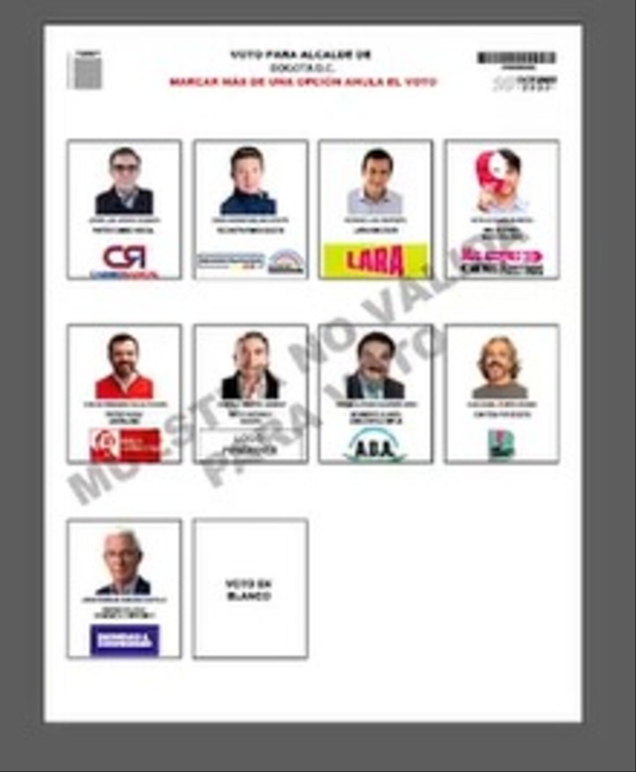 Así quedaron las posiciones en el tarjetón de los candidatos a la alcaldía de Bogotá.