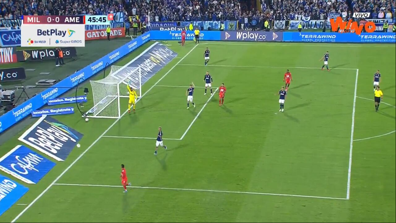 Un gol del América fue anulado ante Millonarios en el estadio El Campín.