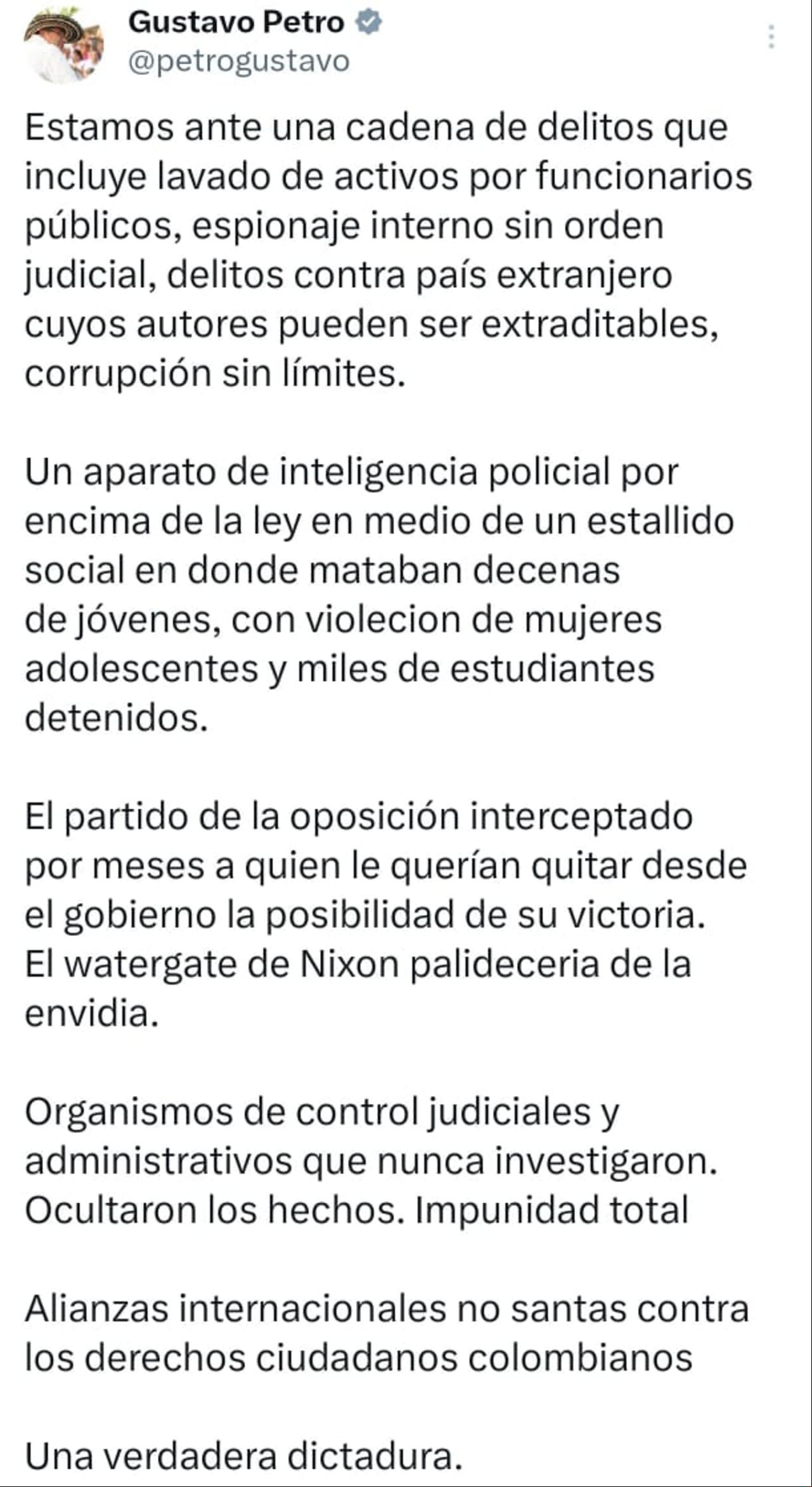 Este fue el pronunciamiento del presidente Gustavo Petro, minutos después de su alocución por televisión nacional.