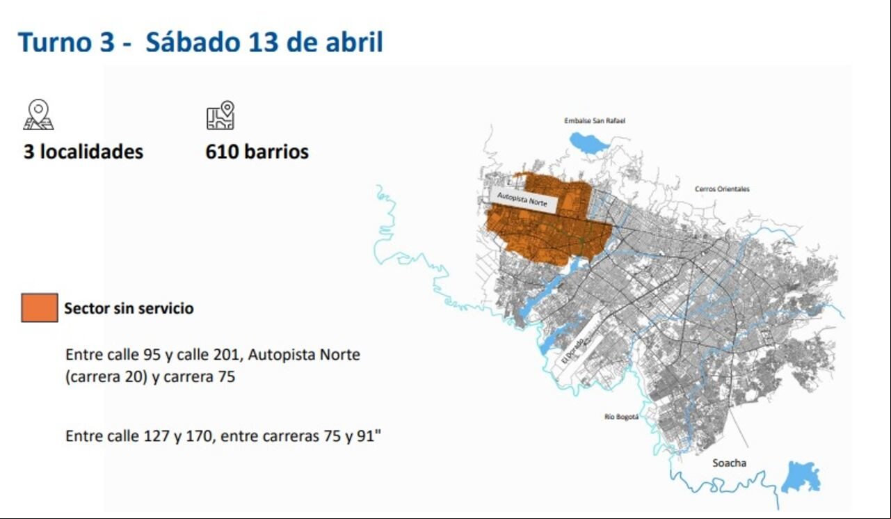 Así serán los cortes de agua en Bogotá