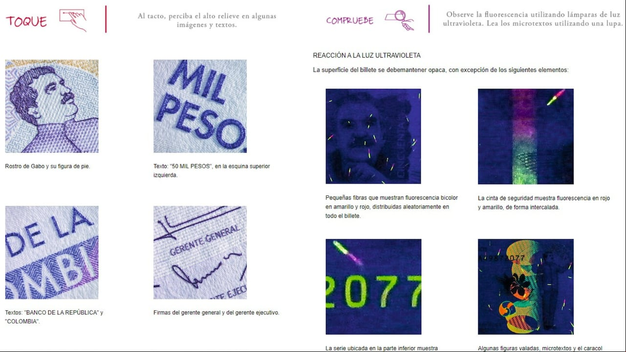 El Banco de la República explica de forma detallada cómo identificar si un billete de esta denominación es original.