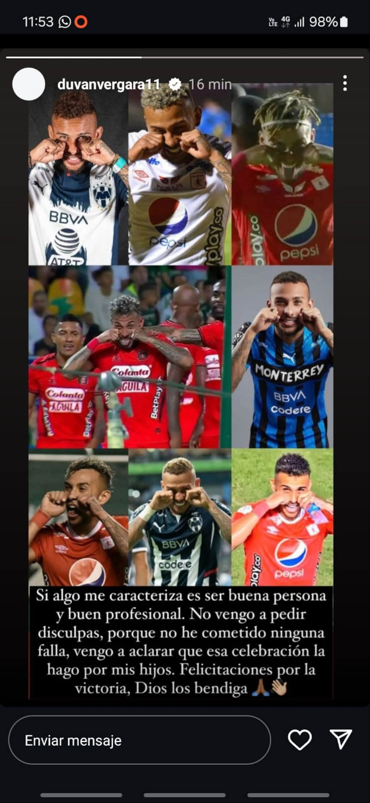 Respuesta de Duván Vergara por las críticas a su celebración.