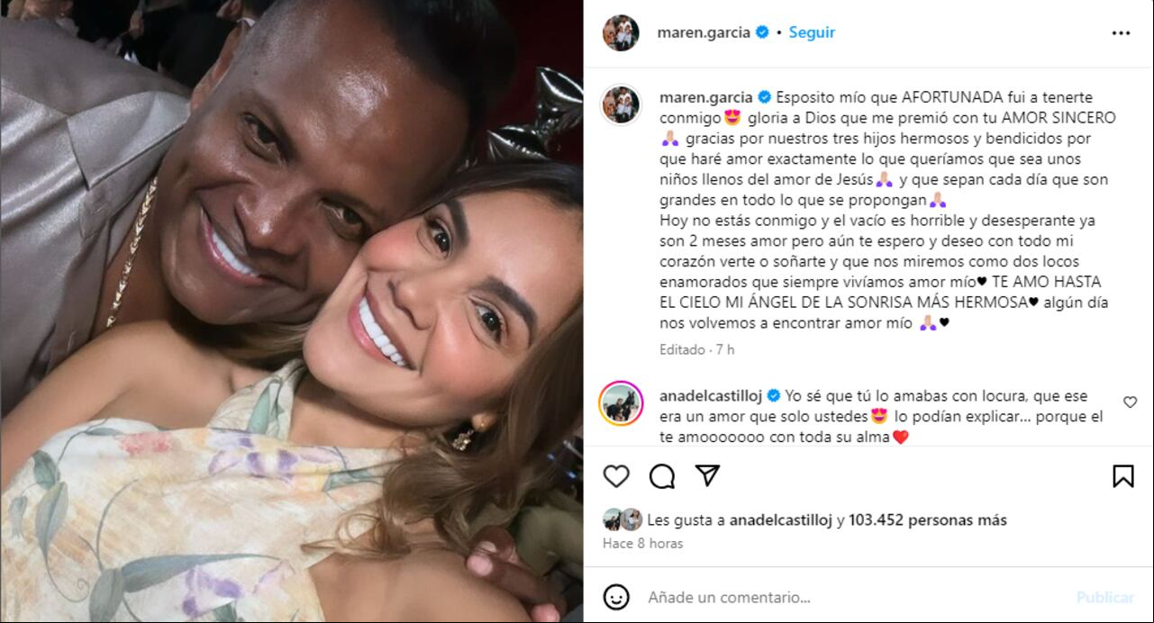Maren García, esposa de Omar Geles, recordó a su esposo dos meses después de su muerte.