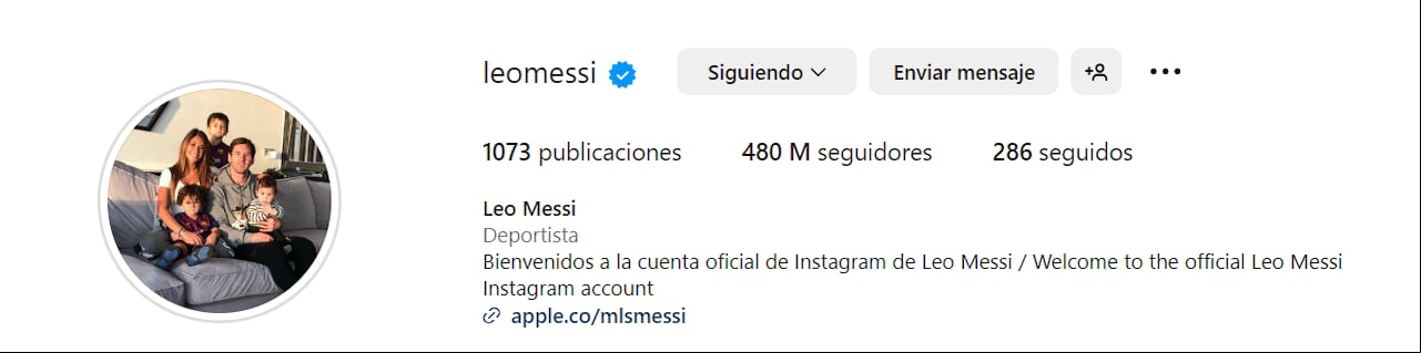 La cuenta de Instagram de Messi es una de las que mayor número de seguidores tiene en la red social.