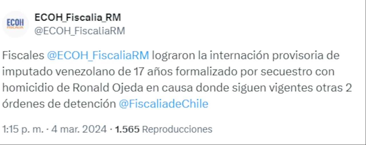 La Fiscalía hizo pública la información