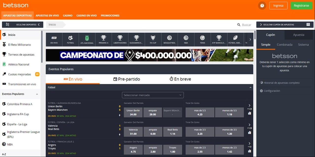 Web de Betsson.