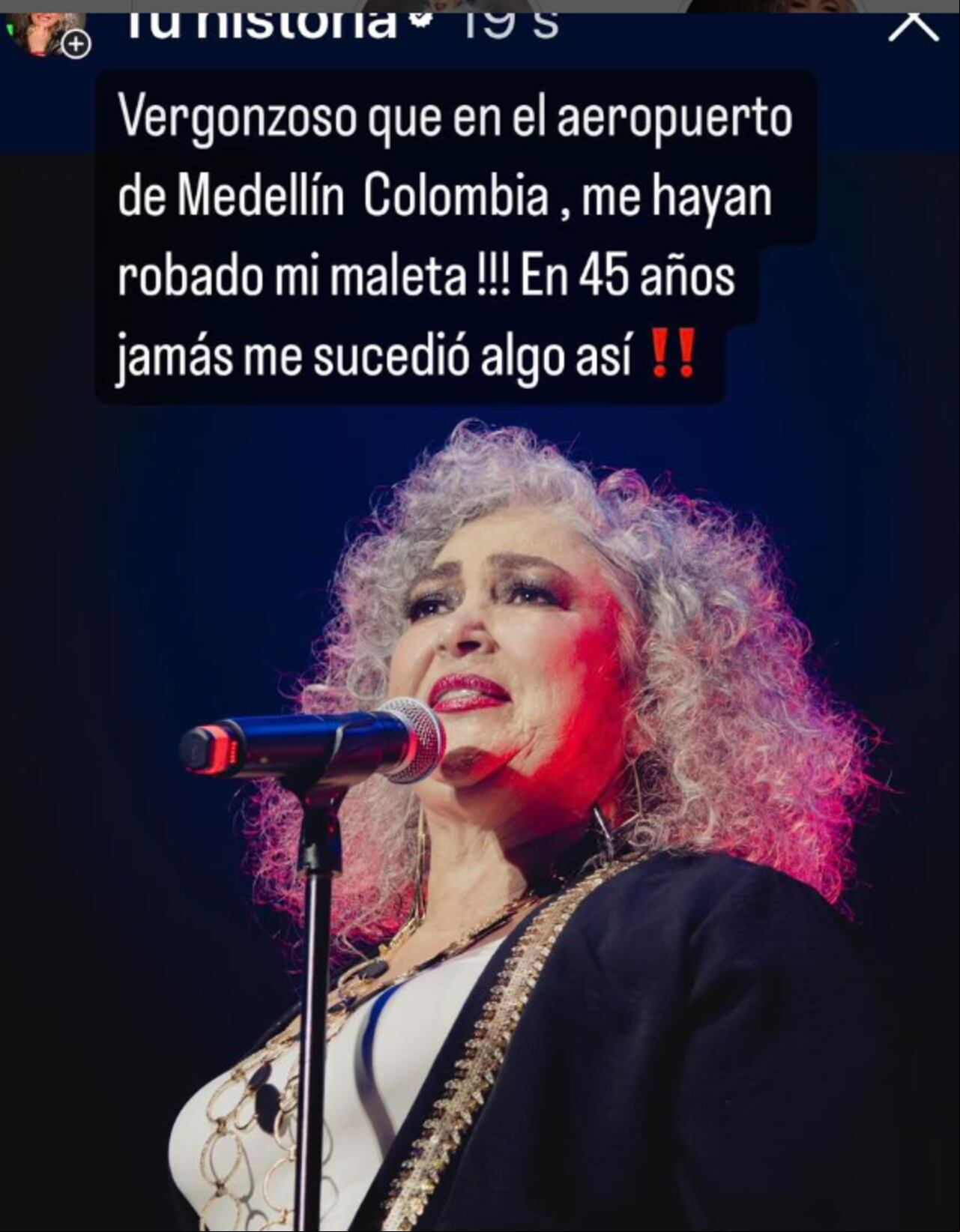 Amanda Miguel fue víctima de robo en el aeropuerto de Medellín.