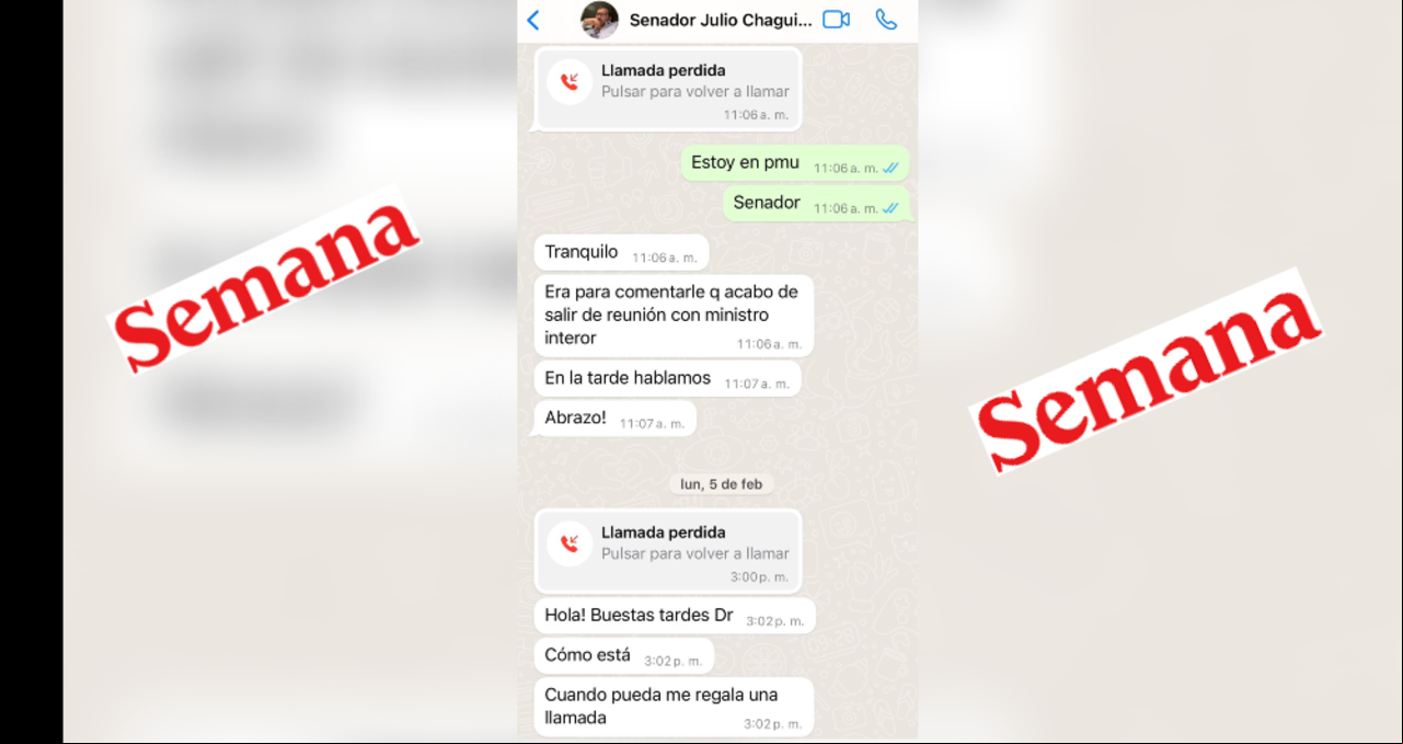 Chat entre Olmedo López y Julio Chagui