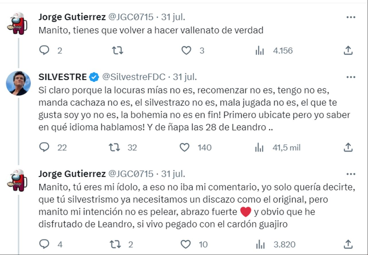 Silvestre Dangond le respondió duramente a seguidor en Twitter.