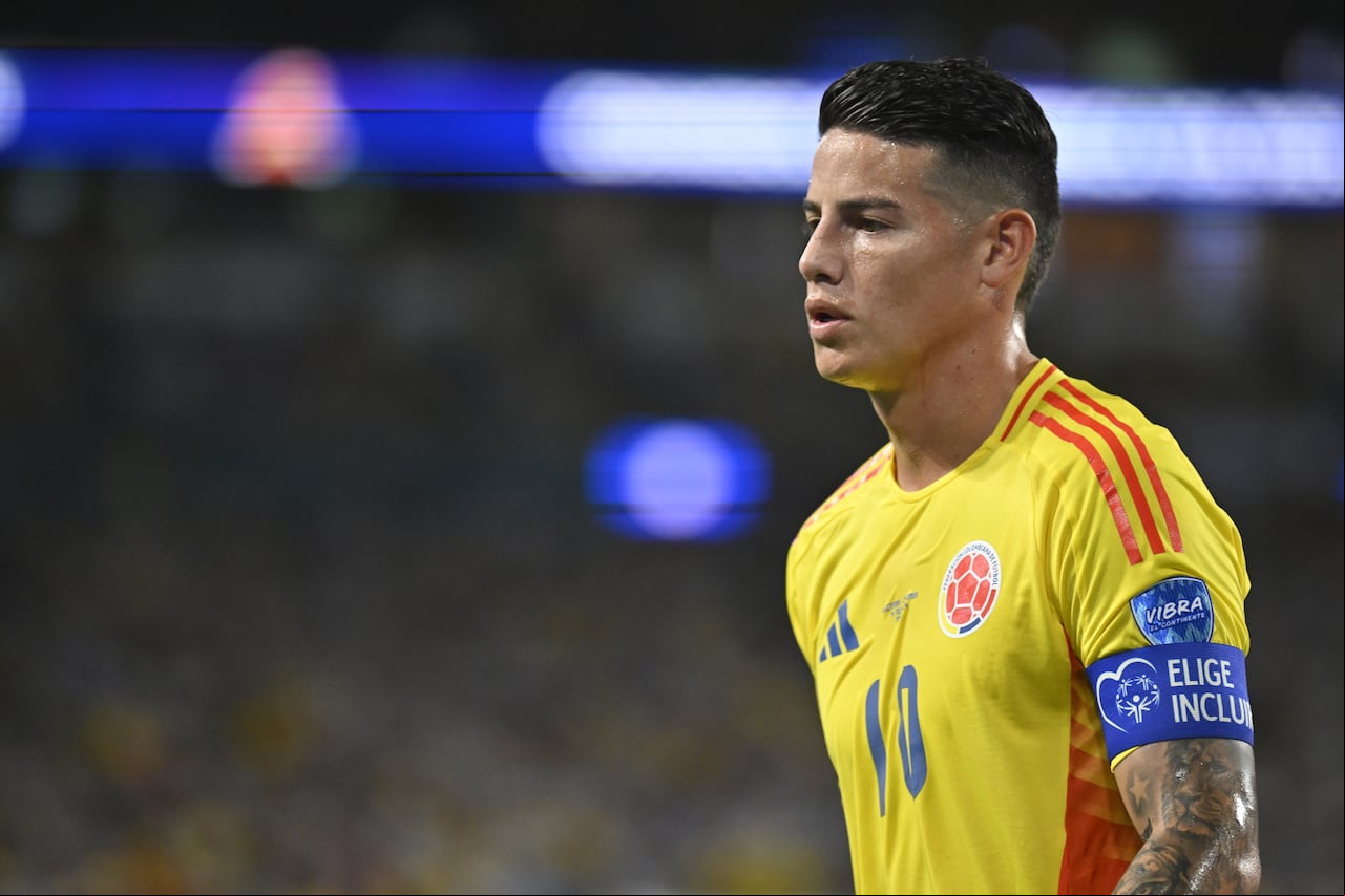 MIAMI GARDENS, FLORIDA - JULY 14: James Rodriguez of Colombia in action during the final match of Copa America between Argentina and Colombia at Hard Rock Stadium in Miami, Florida, United States on July 14, 2024. (Photo by Miguel J Rodriguez Carrillo/Anadolu via Getty Images)