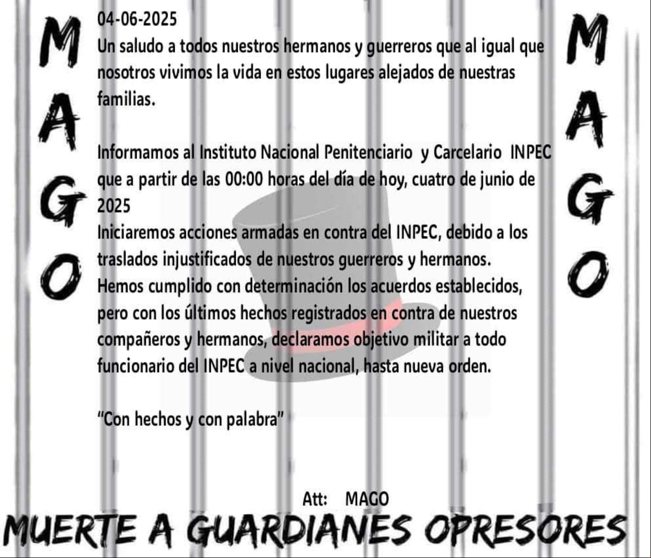 La extradición de Pipe Tuluá habría detonado en un nuevo plan pistola del grupo Muerte a Guardias Opresores (Mago), comandado por este delincuente.