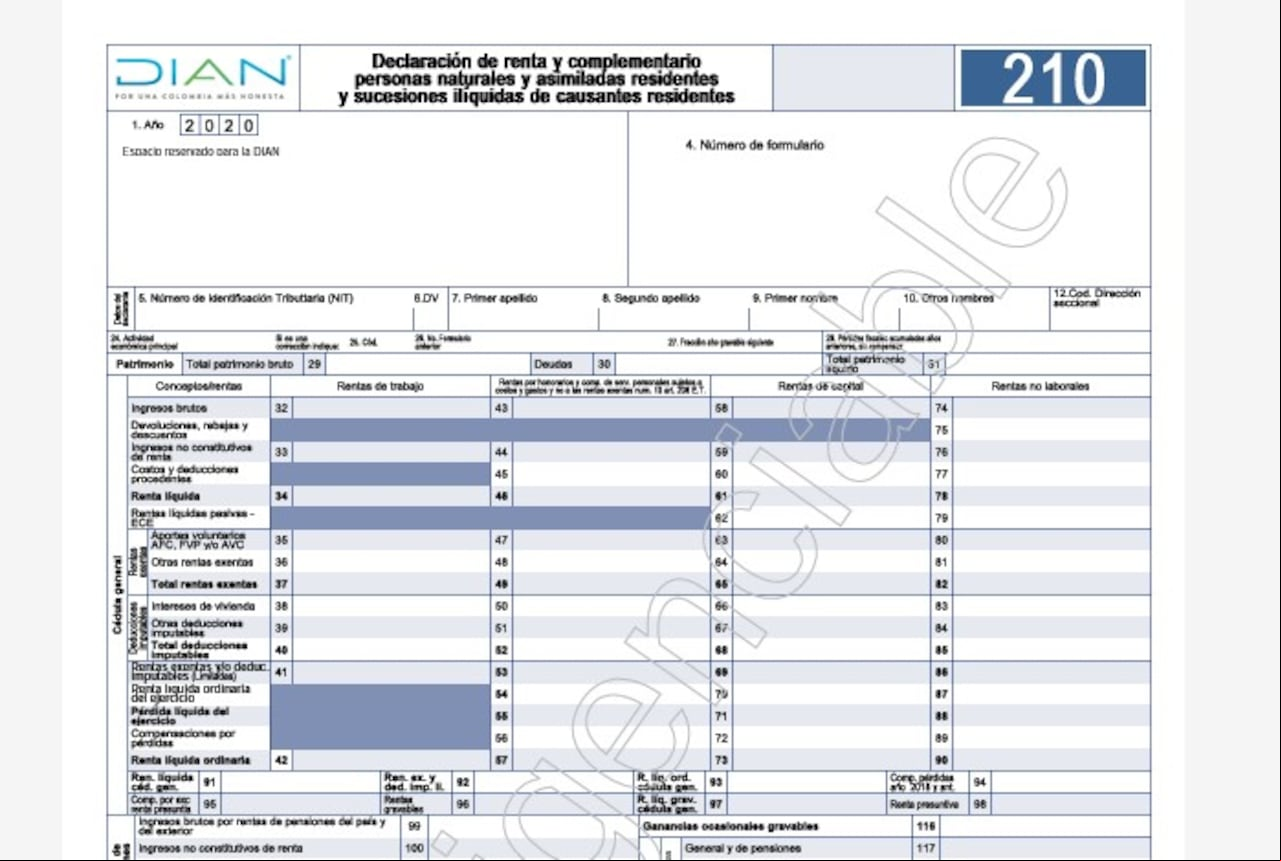 Formulario declaración de renta