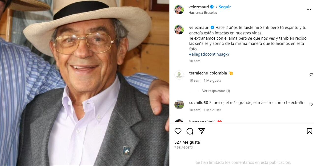 El presentador Mauricio Vélez recordó a su papá en su segundo aniversario de su fallecimiento.