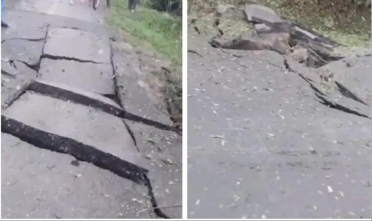 Así quedó la carretera Medellín - Costa Atlántica después de la explosión.
Foto tomada de las redes sociales.