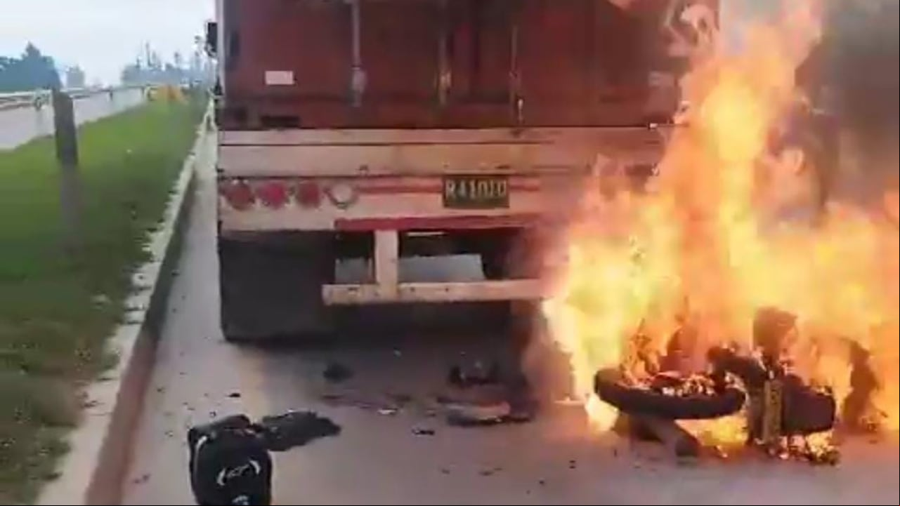 Así quedó la motocicleta en el momento del siniestro.
