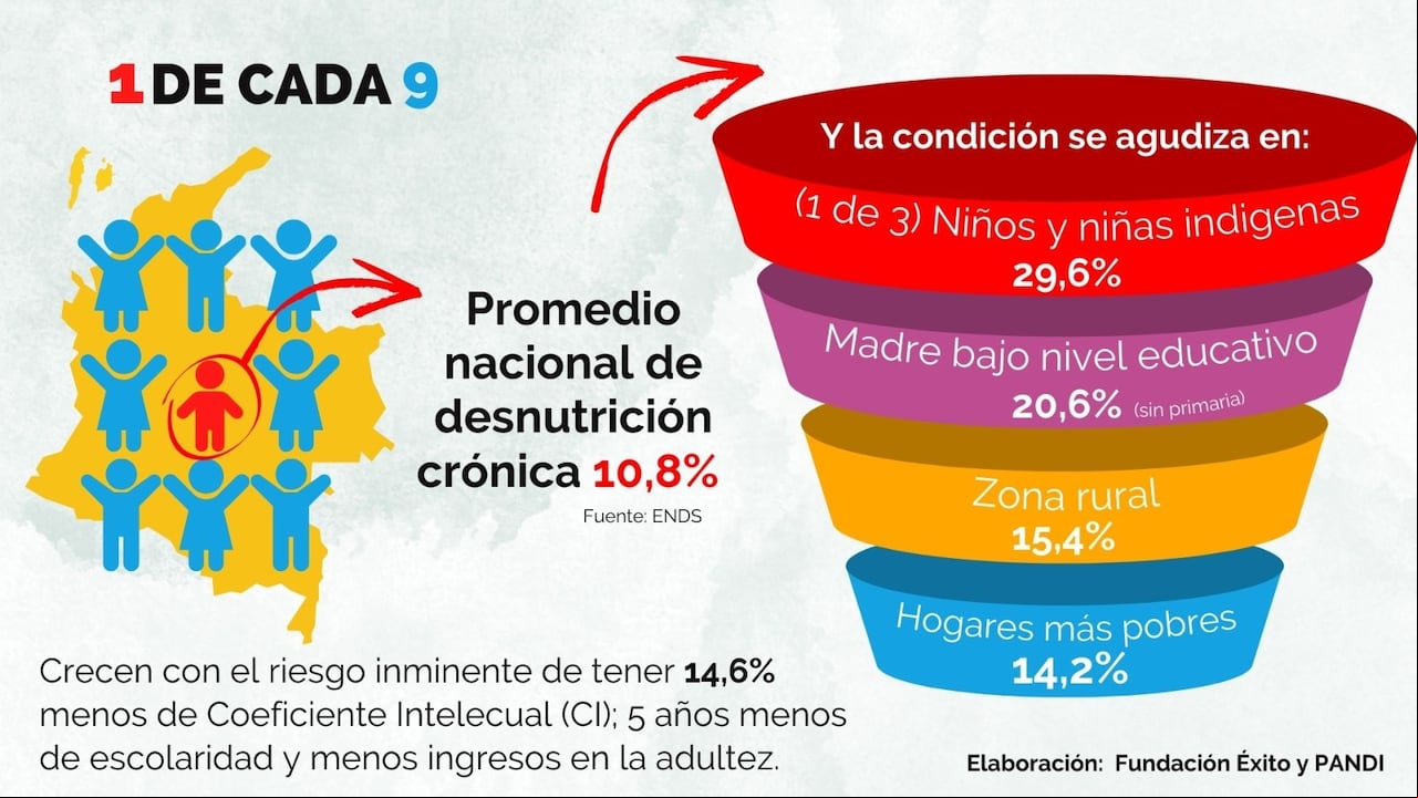 La inseguridad alimentaria afecta con mayor dureza a la infancia en Colombia, especialmente en hogares con jefatura femenina y en zonas rurales.