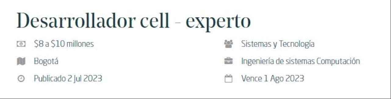 Empresa española busca Desarrollador Cell Experto