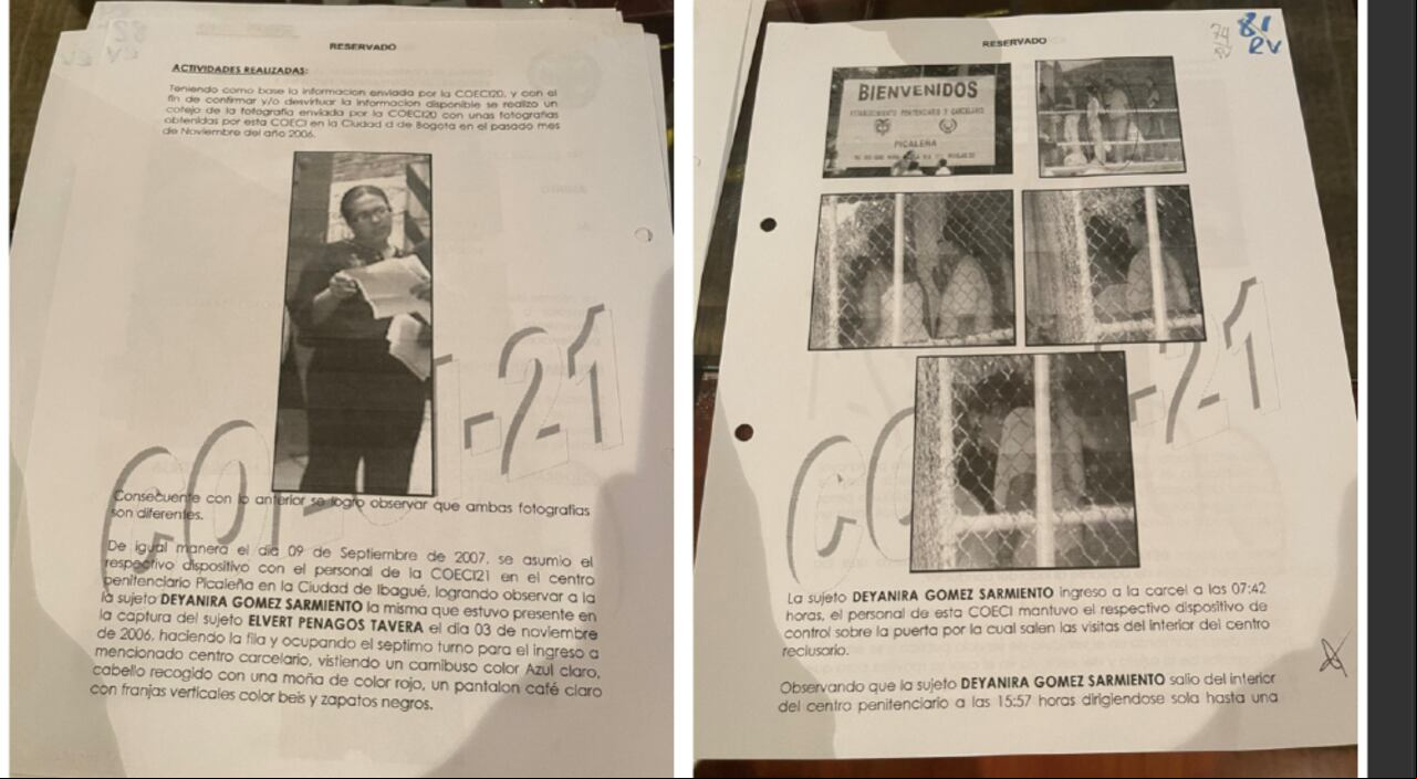 Documento de inteligencia militar sobre Deyanira Gómez