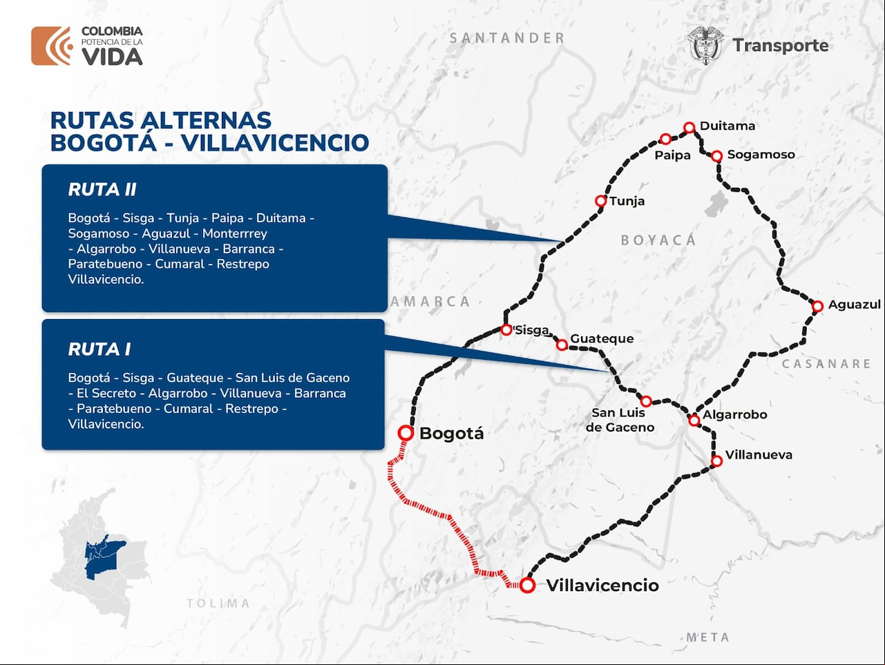 Estas son las rutas alternas al Llano, tras la avalancha en Quetame.