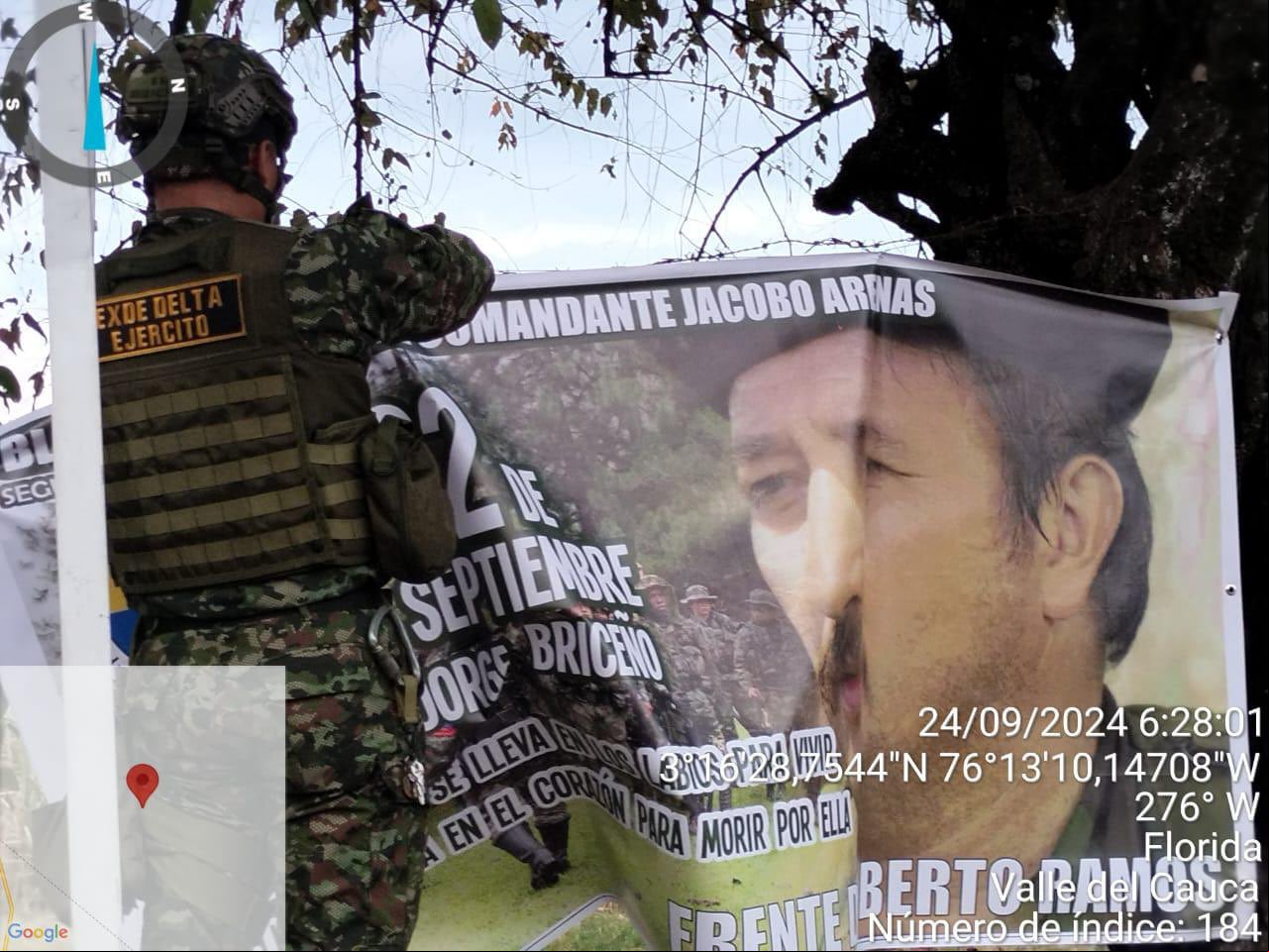 La pancarta fue encontrada en Florida, Valle del Cauca.