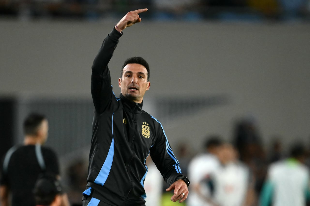 DT Lionel Scaloni en el partido Argentina vs. Brasil