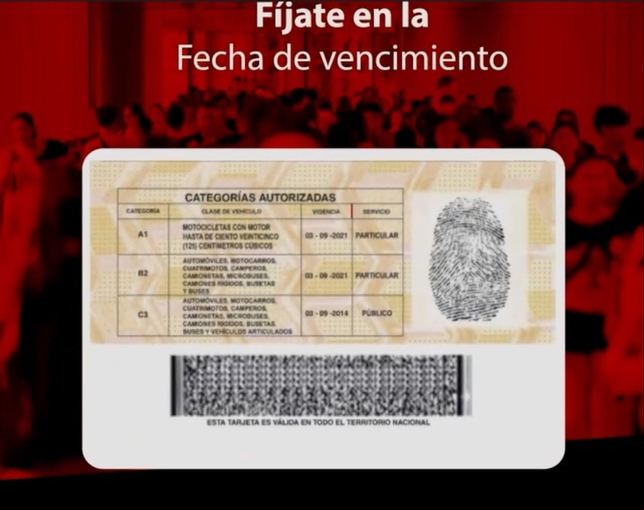 En el respaldo de su licencia de conducción encontrará la fecha de vencimiento del documento.