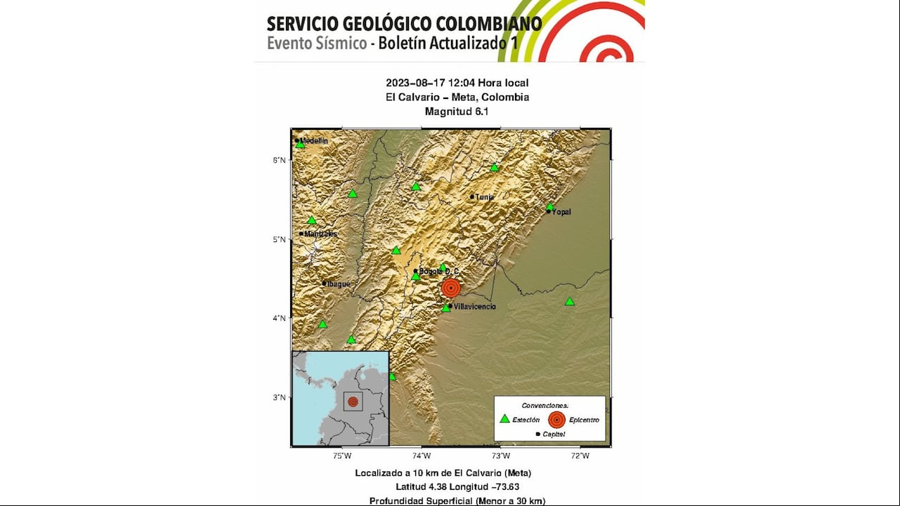 Fuerte sismo se presentó en Colombia al medio día del jueves, también se sintieron dos fuertes réplicas.